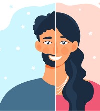 An illustration of a man transitioning to a woman, one of many LGBTQ Concerns in Peoria IL