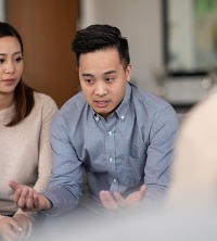 Couple during Relationship Counseling talking to therapist